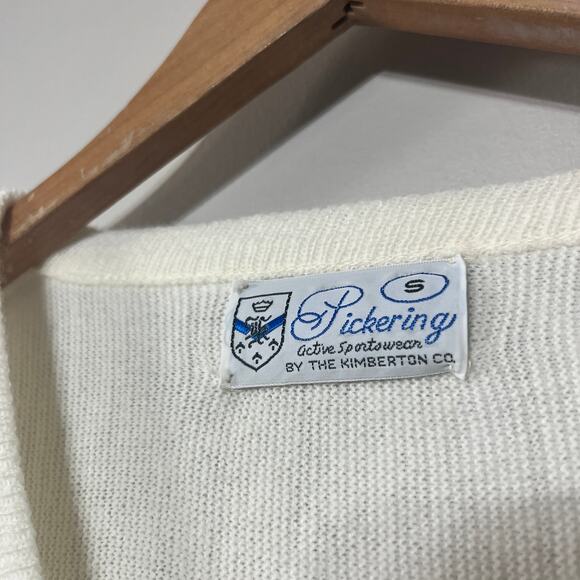 Pickering VTG Union Made Golf Sweater Cream Acrylic V Neck Champion Spark Plug S - Picture 5 of 6